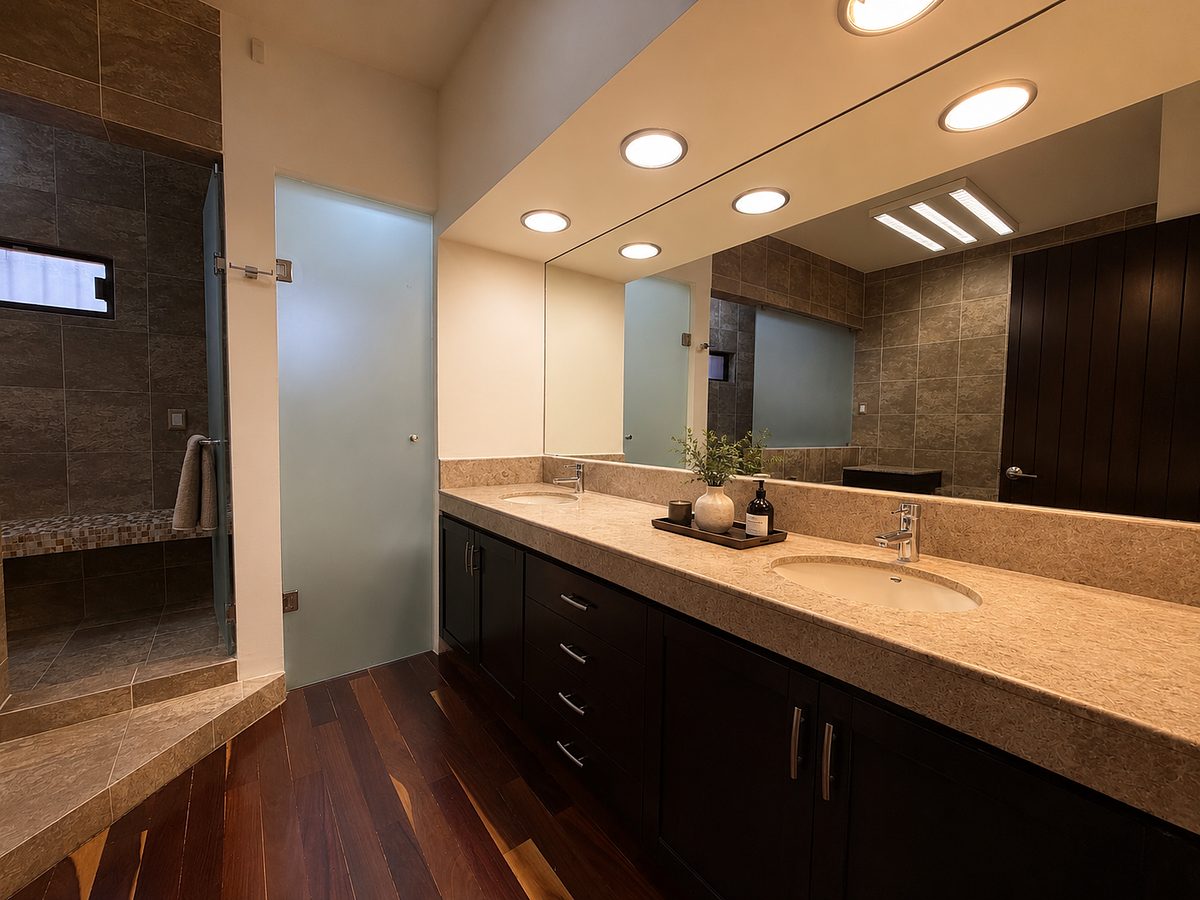 Baño principal con doble lavabo