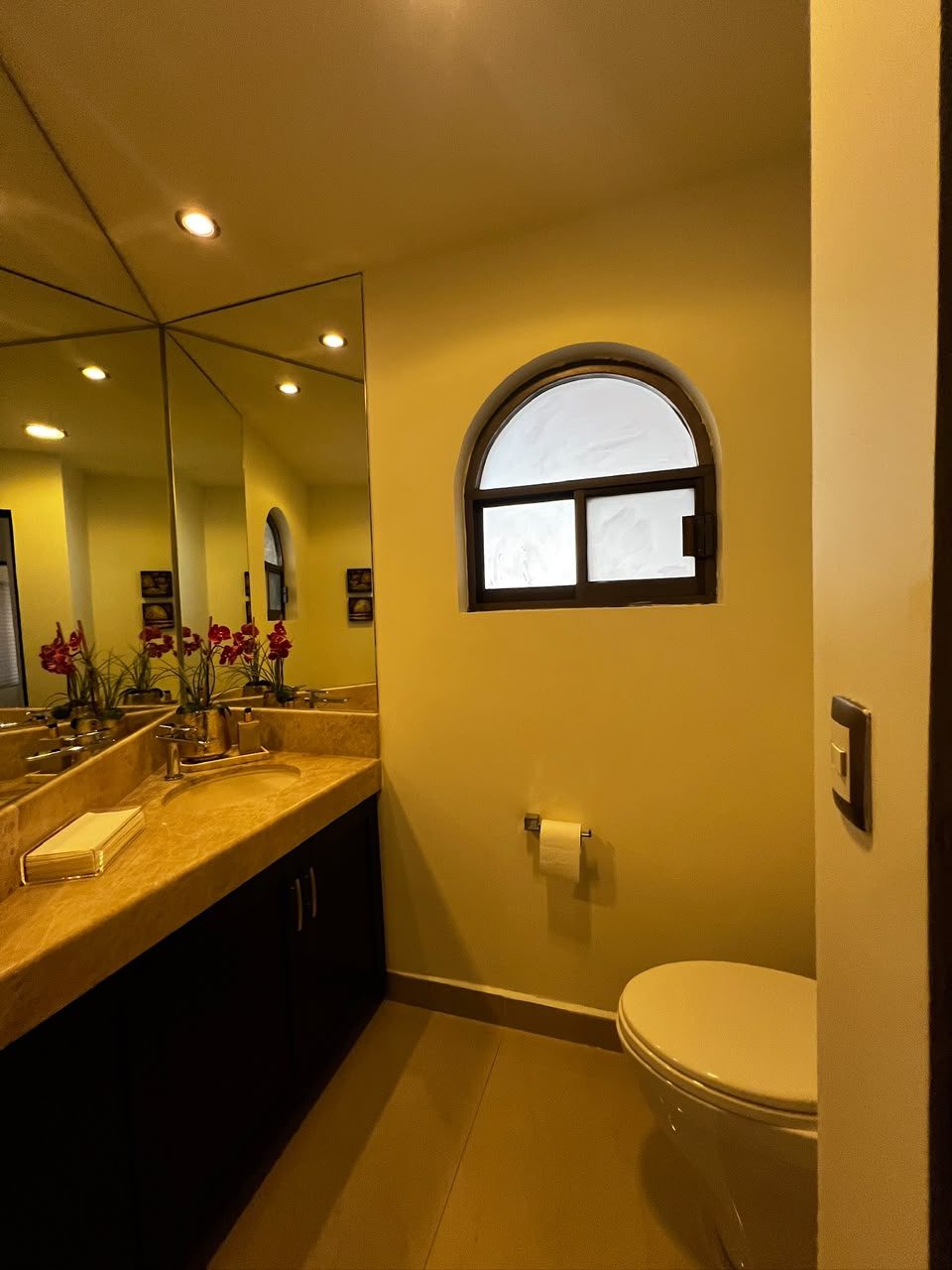 Medio baño con ventana de arco